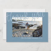 ブルーグレイ結婚の写真サンキューカード サンキューカード (正面)