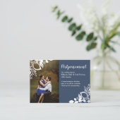 ブルーグレイ結婚の延期カード アドバイスカード (スタンド正面)