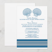 ブルーグレイ航海のシーシェルの結婚式の招待 招待状 (正面/裏面)