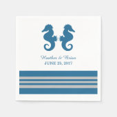 ブルーグレイ航海のシーホース紙ナプキンス スタンダードカクテルナプキン (正面)