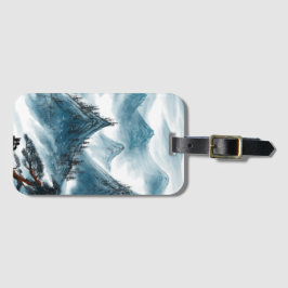 ブルーグレイ芸術的山の絵画シノワセ ラゲッジタグ
