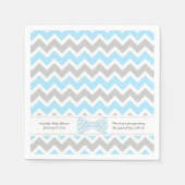 ブルーグレイ蝶ネクタイ赤ちゃんシャワーあなたの文言を追加 スタンダードカクテルナプキン (正面)