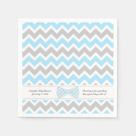 ブルーグレイ蝶ネクタイ赤ちゃんシャワーあなたの文言を追加 スタンダードカクテルナプキン