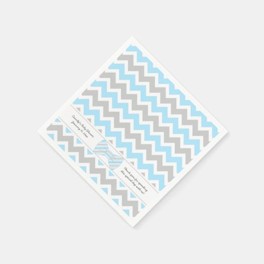 ブルーグレイ蝶ネクタイ赤ちゃんシャワーあなたの文言を追加 スタンダードカクテルナプキン (角)