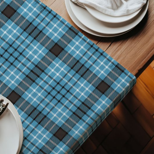 ブルーグレイ魅力的ランナー – ファミリーギフトアイディア ロングテーブルランナー