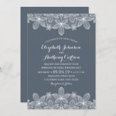 ブルーグレエレガントーヴィンテージレー最高のスラグジュ結婚アリーズ 招待状 (正面/裏面)