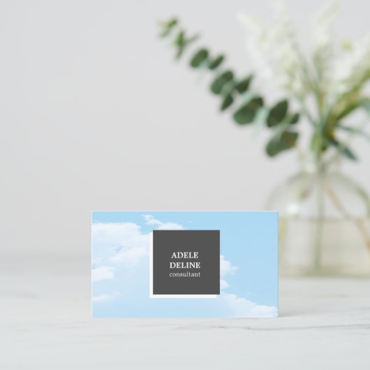 ブルーグレモダンーユニークグインテリアデザイナー 名刺 (スタンド正面)