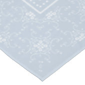 ブルーグレーそして白くエレガントなダマスク織のスタイルパターン テーブルクロス (アングル)