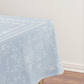 ブルーグレーそして白くエレガントなダマスク織のスタイルパターン テーブルクロス (インサイチュ)
