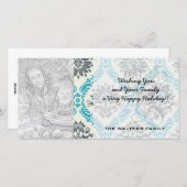 ブルーグレーとクリームダマエレガントスク シーズンカード (正面/裏面)