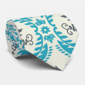 ブルーグレーとクリームダマエレガントスク ネクタイ (ロール)