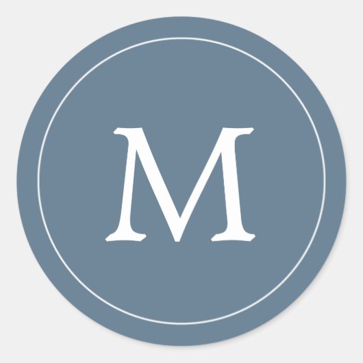 ブルーグレーとホワイトモノグラムシール ラウンドシール (正面)