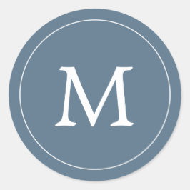 ブルーグレーとホワイトモノグラムシール ラウンドシール