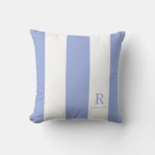 ブルーグレーと白のストライプモノグラム名屋外 クッション (正面)