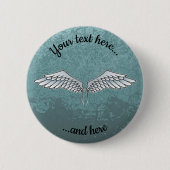 ブルーグレーのウイングボタン 缶バッジ (正面)