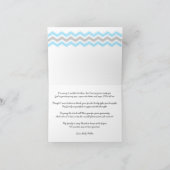 ブルーグレーのシェブロンのベビーシャワーはノート感謝していしています サンキューカード (内部)