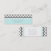 ブルーグレーのシェブロンのレトロの名刺 スキニー名刺 (正面/裏面)