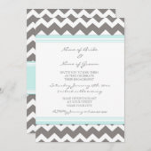ブルーグレーのシェブロンの婚約パーティの招待状 招待状 (正面/裏面)