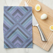ブルーグレーのストライプスケールパターン キッチンタオル (四つ折り)