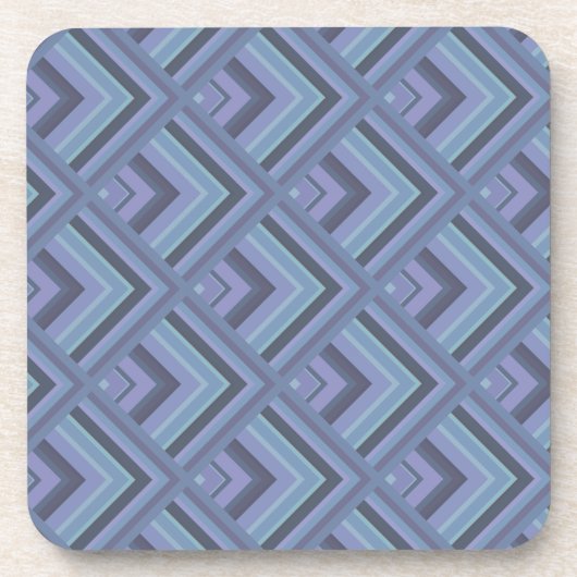 ブルーグレーのストライプスケールパターン コースター (正面)
