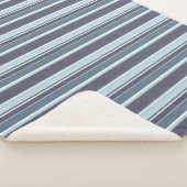 ブルーグレーのストライプ シェルパブランケット (3/4)