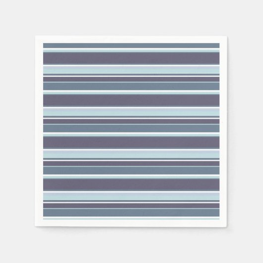ブルーグレーのストライプ スタンダードカクテルナプキン (正面)