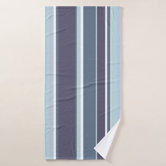 ブルーグレーのストライプ バスタオル (バスタオル)