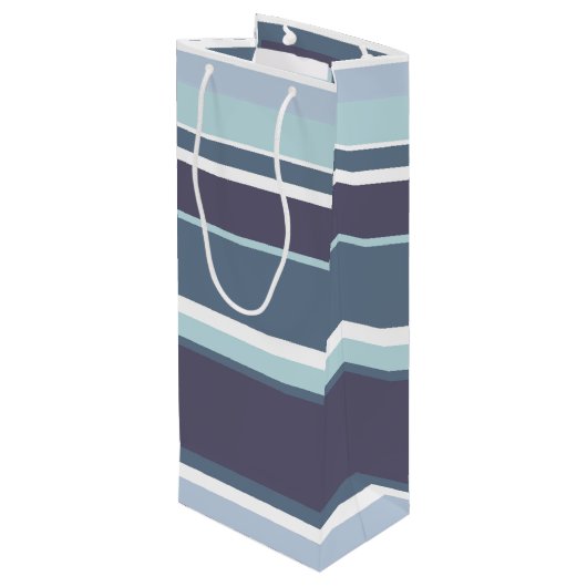 ブルーグレーのストライプ ワインギフトバッグ (裏面アングル)