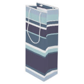 ブルーグレーのストライプ ワインギフトバッグ (正面アングル)