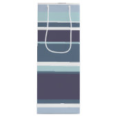 ブルーグレーのストライプ ワインギフトバッグ (正面)