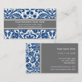 ブルーグレーのダマスク織の花の名刺 名刺 (正面/裏面)