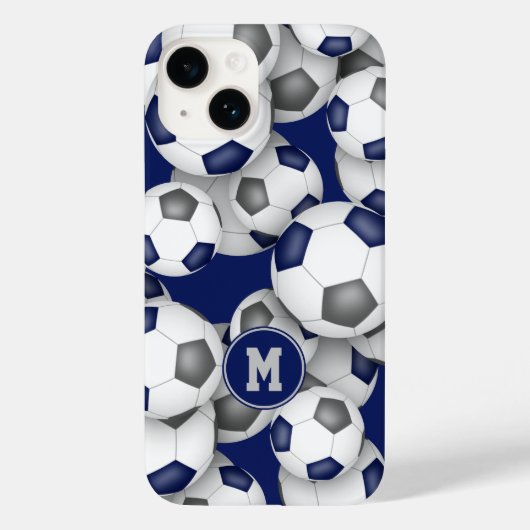 ブルーグレーのチームは女子サッカーボールのパターンをカラー Case-Mate iPhoneケース (裏面)