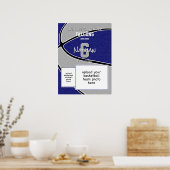 ブルーグレーのチームカラーバスケットチームフォト ポスター (キッチン)