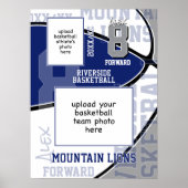 ブルーグレーのチームカラーバスケットチームフォト ポスター (正面)