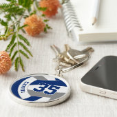 ブルーグレーのチームカラーパーソナライズされたバレーボール キーホルダー (側面)