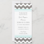 ブルーグレーのテンプレートの新生児の誕生の発表 案内状 (裏面)