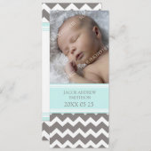 ブルーグレーのテンプレートの新生児の誕生の発表 案内状 (正面/裏面)