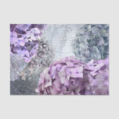 ブルーグレーのヴィンテージの花のアジサイの花模様 薄葉紙 (正面)