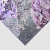 ブルーグレーのヴィンテージの花のアジサイの花模様 薄葉紙 (詳細)