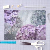 ブルーグレーのヴィンテージの花のアジサイの花模様 薄葉紙 (クラフト)