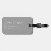 ブルーグレーのヴィンテージ花パターンモノグラムLラベル ラゲッジタグ (裏面横)