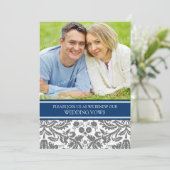 ブルーグレーの写真の結婚式誓約の更新の招待状 招待状 (スタンド正面)