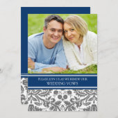 ブルーグレーの写真の結婚式誓約の更新の招待状 招待状 (正面/裏面)