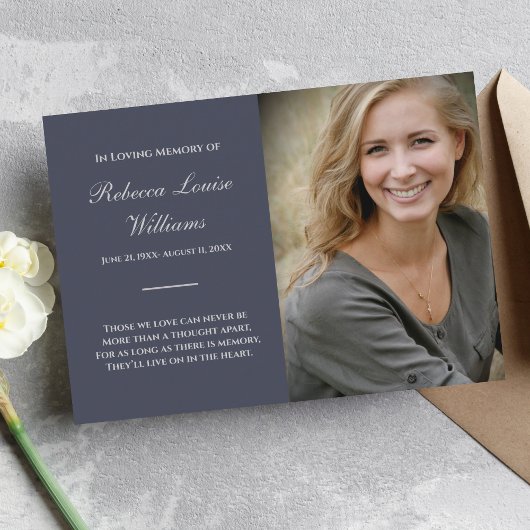 ブルーグレーの写真入りメモリアルカード 名刺