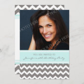 ブルーグレーの写真40歳誕生日パーティの招待状 招待状 (正面/裏面)