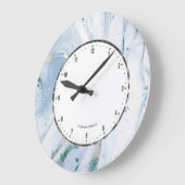 ブルーグレーの大理石テクスチャ ラージ壁時計 (傾斜)
