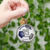 ブルーグレーの女の子の男の子ジャージー番号サッカー キーホルダー (手)