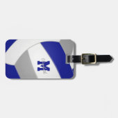 ブルーグレーの女の子の男の子チームカラーギフト ラゲッジタグ (正面横)