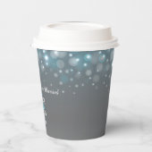 ブルーグレーの泡カスタムウェディング 紙コップ (左)