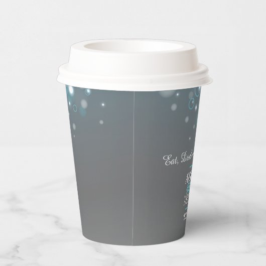 ブルーグレーの泡カスタムウェディング 紙コップ (右)